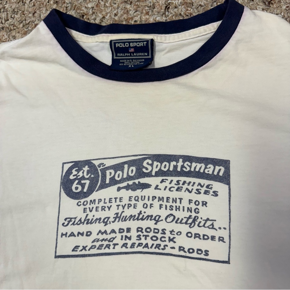 Polo Sport Ralph Lauren Fishing Sportsman Tee sz XL Bait Tackle Hunting vintage